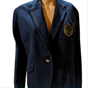 Talbot's Logo Navy Wool Blend Blazer Jacket